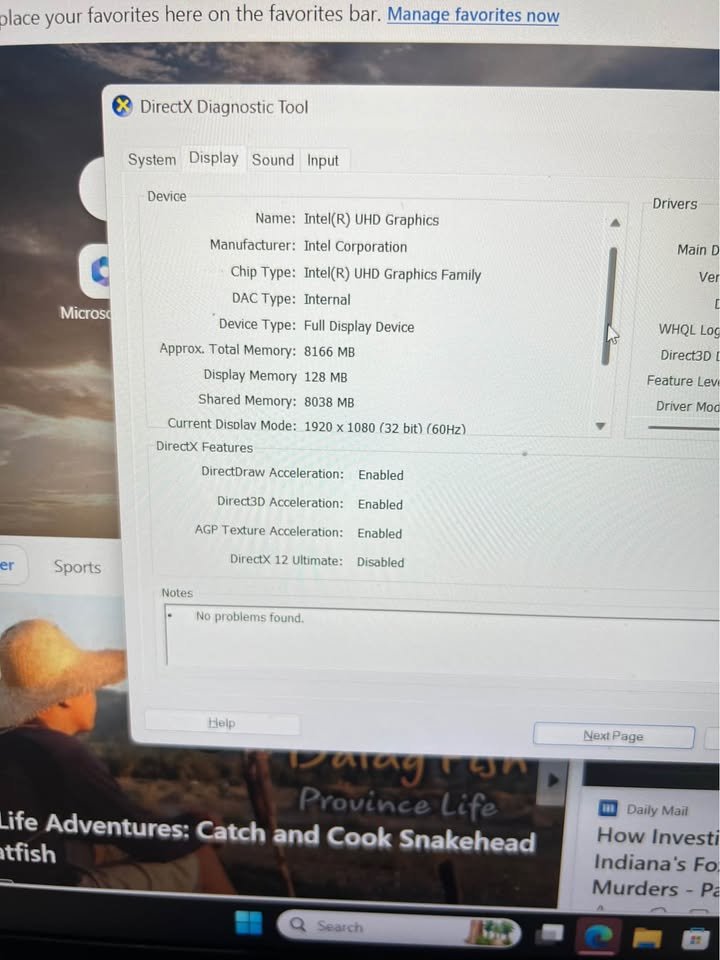 Intel UHD Graphics specifications on Lenovo IdeaPad Slim 3 Core i7 laptop