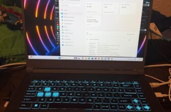 MSI Thin 15 RTX 3050 laptop showing system specifications screen on Windows 11