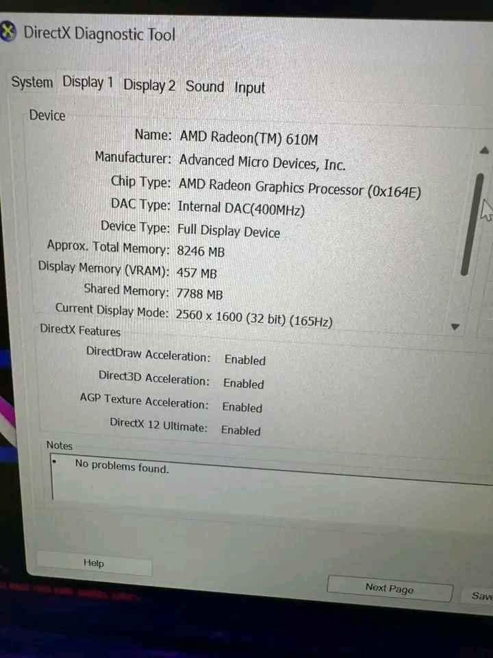 System Display info of ASUS ROG Strix G16, AMD Ryzen 9 8940HX