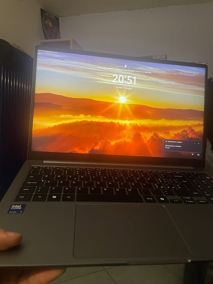 Samsung Galaxy Book6 laptop close-up view showing a vibrant display, full keyboard layout, large trackpad, and Intel Core Ultra badge