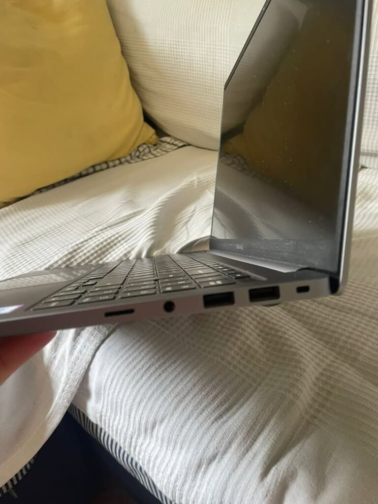 Samsung Galaxy Book6 laptop showing right-side ports including two USB-A ports, audio jack, microSD card slot, and USB-C port